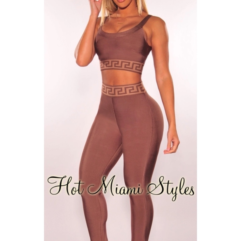Mocha Bandage Grecian Two Piece Set